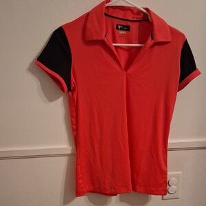 Greg Norman Collection Red and Black Fitted Polo Shirt